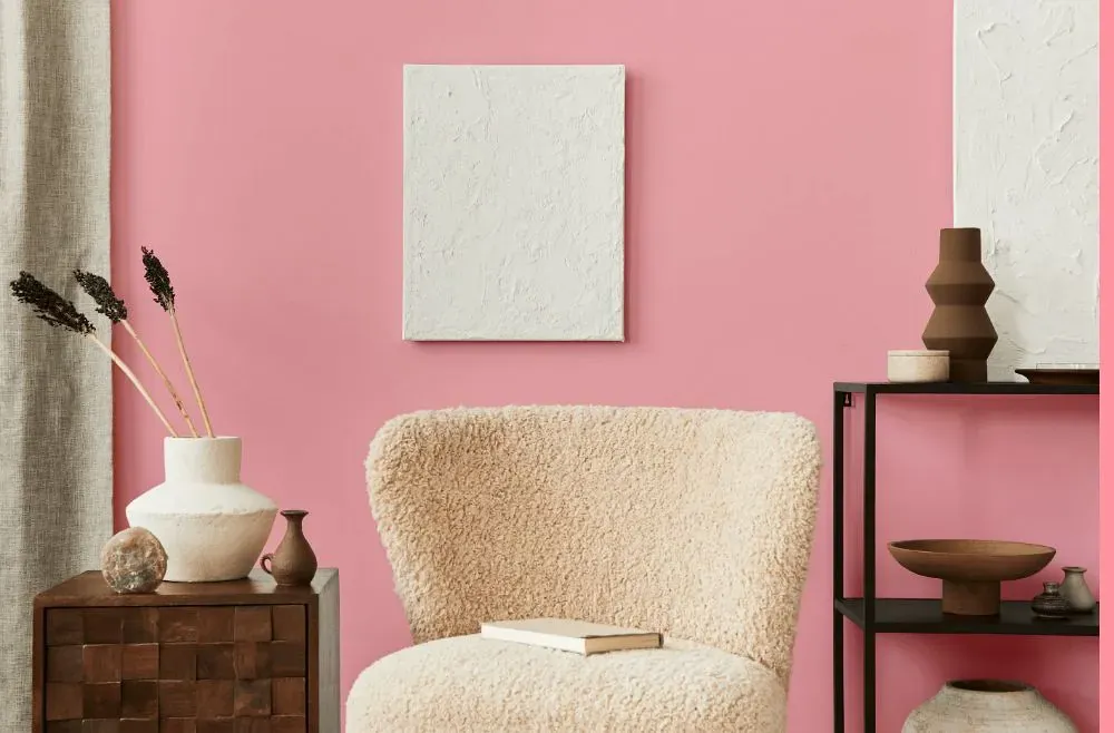 Benjamin Moore Tickled Pink living room interior