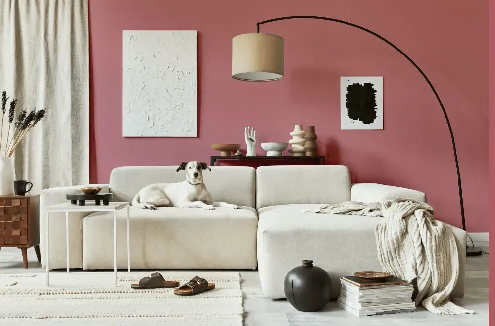 Benjamin Moore Toasted Mauve cozy living room