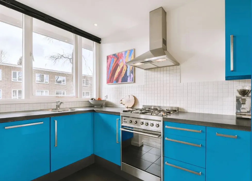 Benjamin Moore Toronto Blue kitchen cabinets