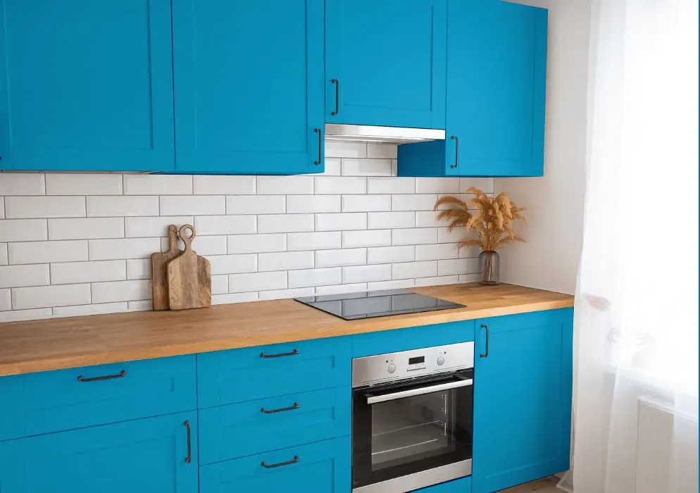 Benjamin Moore Toronto Blue kitchen cabinets