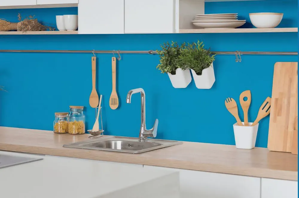 Benjamin Moore Toronto Blue kitchen backsplash