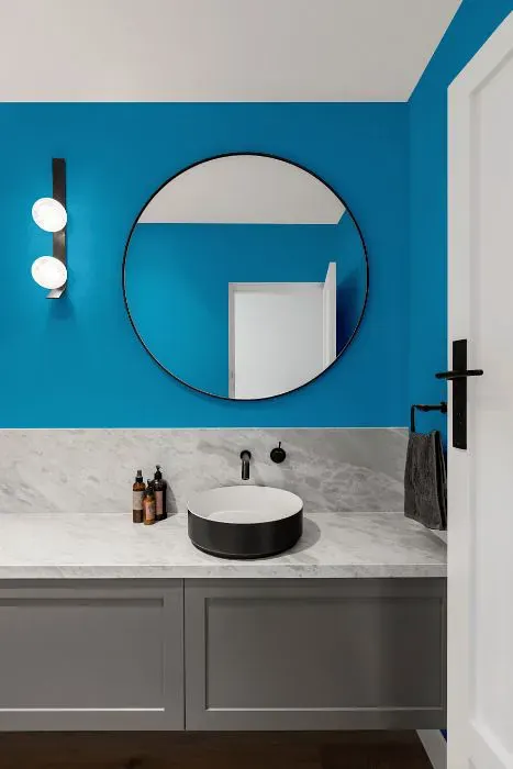 Benjamin Moore Toronto Blue minimalist bathroom