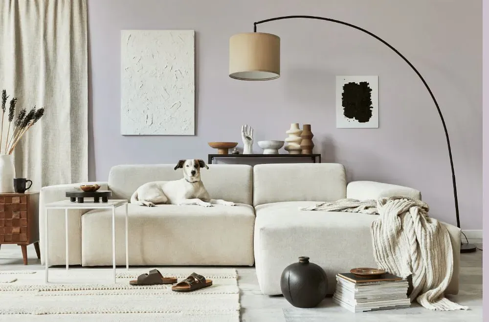 Benjamin Moore Touch of Gray cozy living room