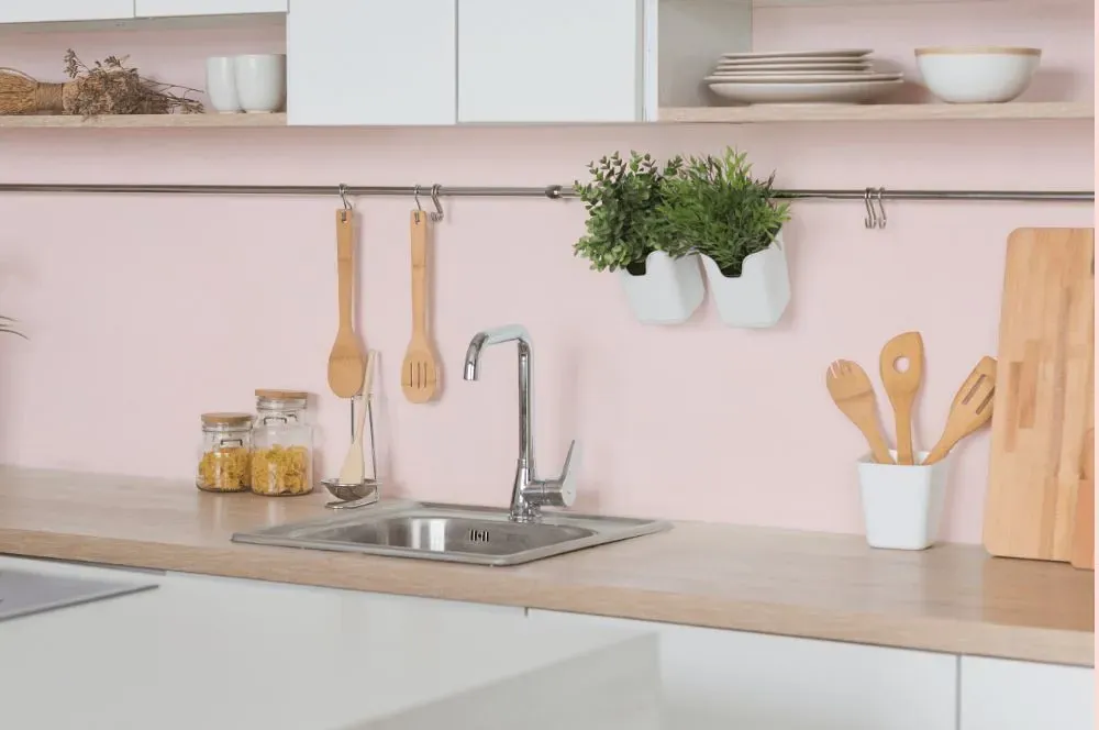 Benjamin Moore Touch of Pink kitchen backsplash