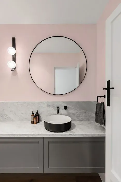 Benjamin Moore Touch of Pink minimalist bathroom