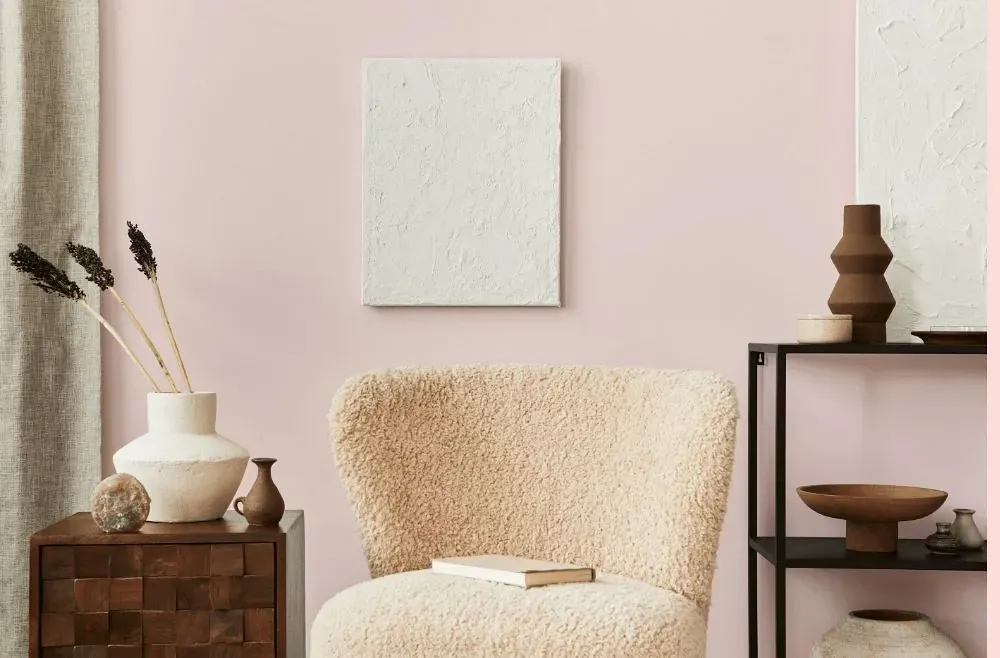 Benjamin Moore Touch of Pink living room interior