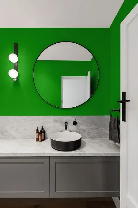 Benjamin Moore Traffic Light Green minimalist bathroom