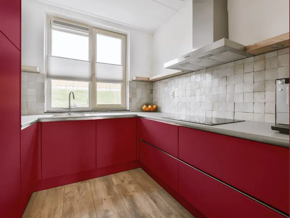 Benjamin Moore Travers Red small kitchen cabinets