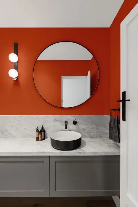 Benjamin Moore Tropical Orange minimalist bathroom