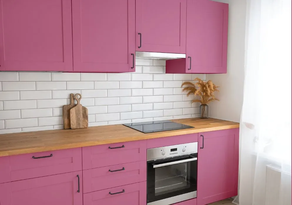 Benjamin Moore Tropical Rose kitchen cabinets