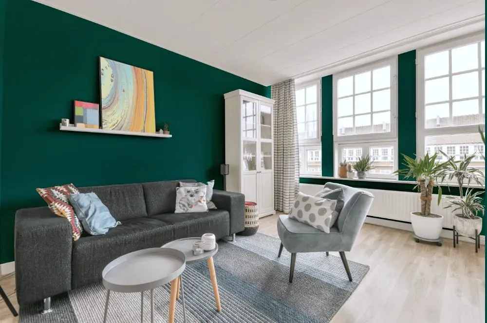 Benjamin Moore Tropical Turquoise living room walls