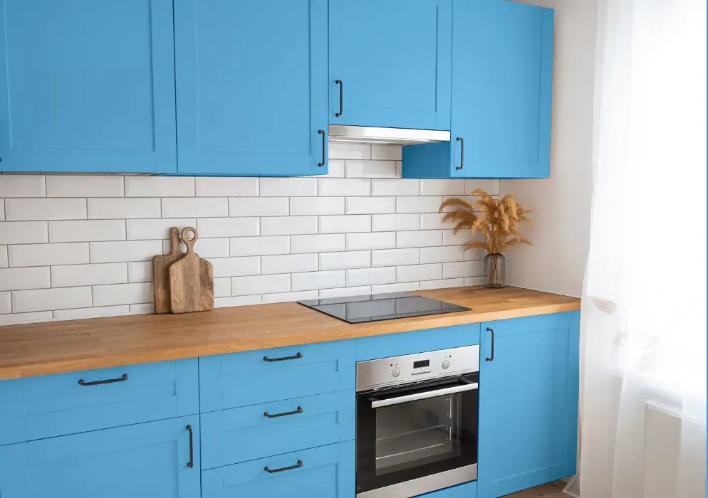 Benjamin Moore True Blue kitchen cabinets