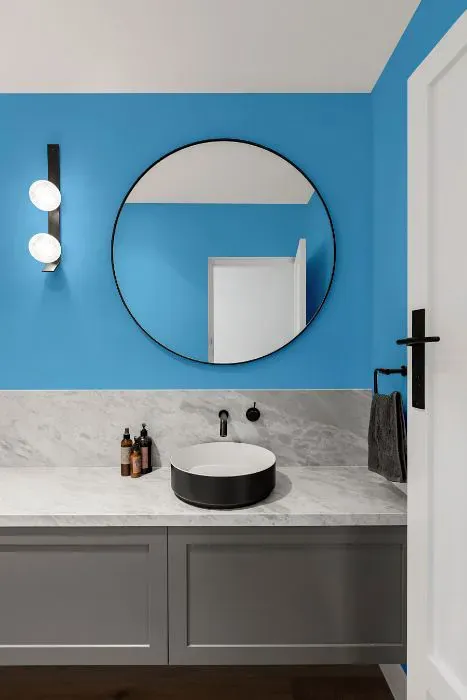 Benjamin Moore True Blue minimalist bathroom