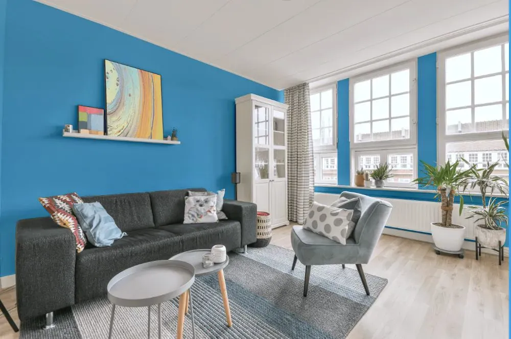 Benjamin Moore True Blue living room walls