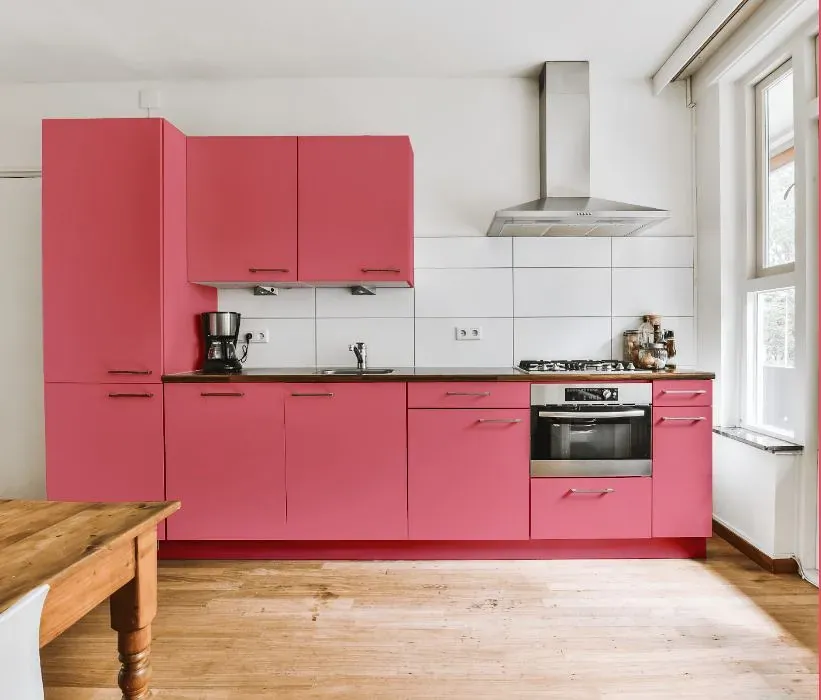 Benjamin Moore True Pink kitchen cabinets