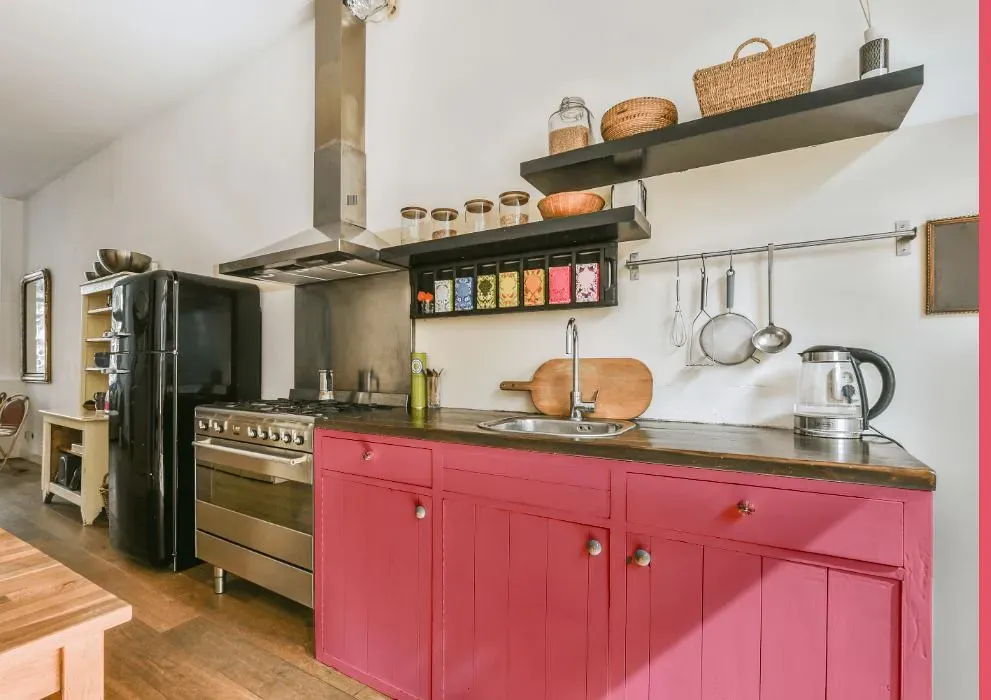 Benjamin Moore True Pink kitchen cabinets