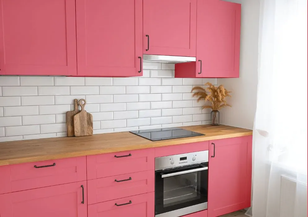 Benjamin Moore True Pink kitchen cabinets
