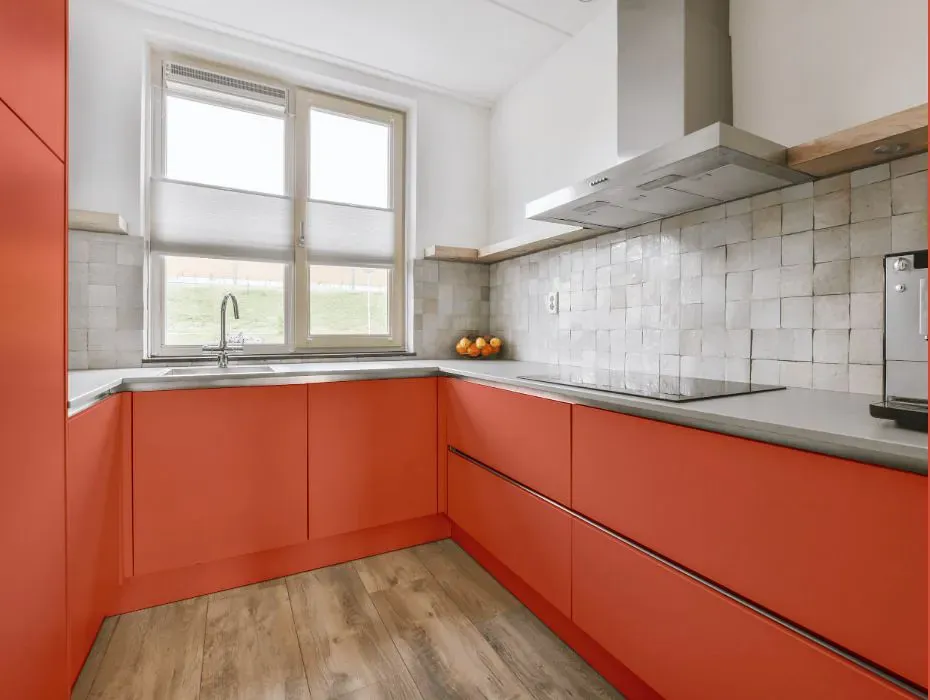 Benjamin Moore Tucker Orange small kitchen cabinets