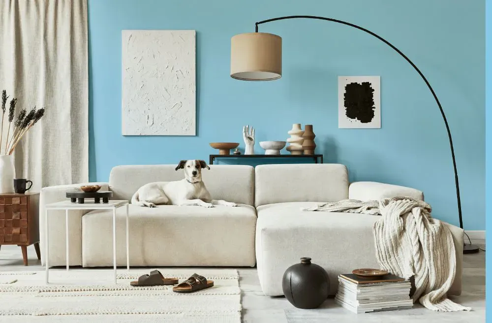 Benjamin Moore Turquoise Haze cozy living room