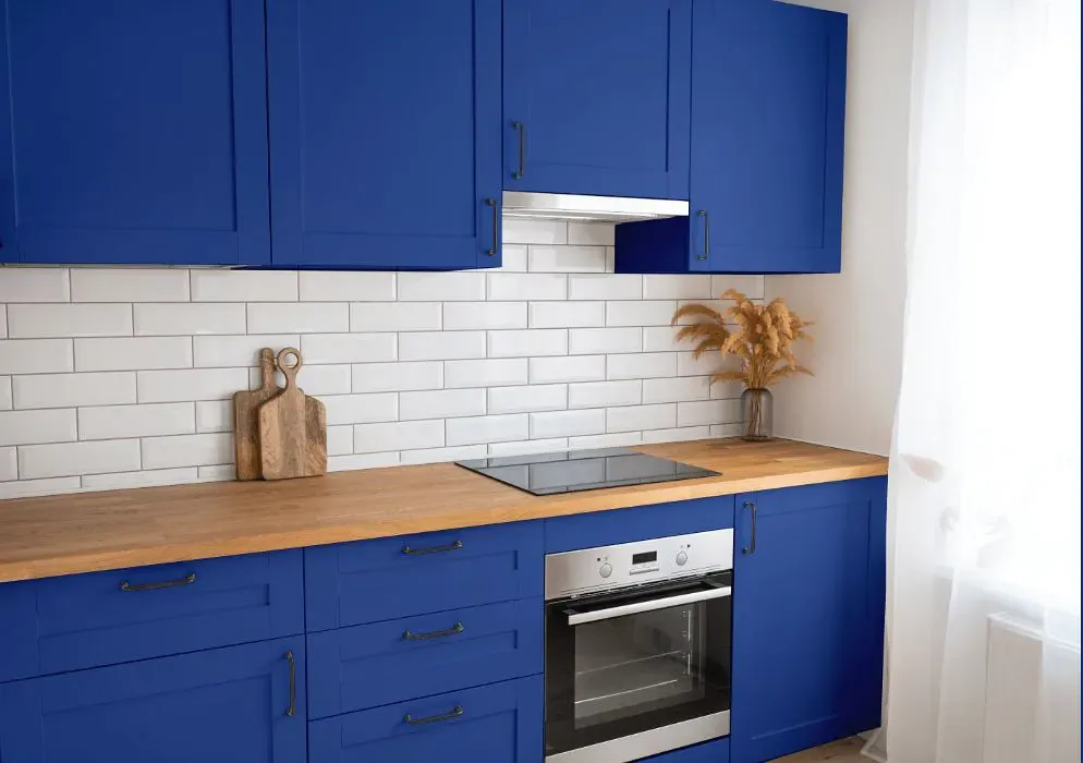 Benjamin Moore Twilight Blue kitchen cabinets