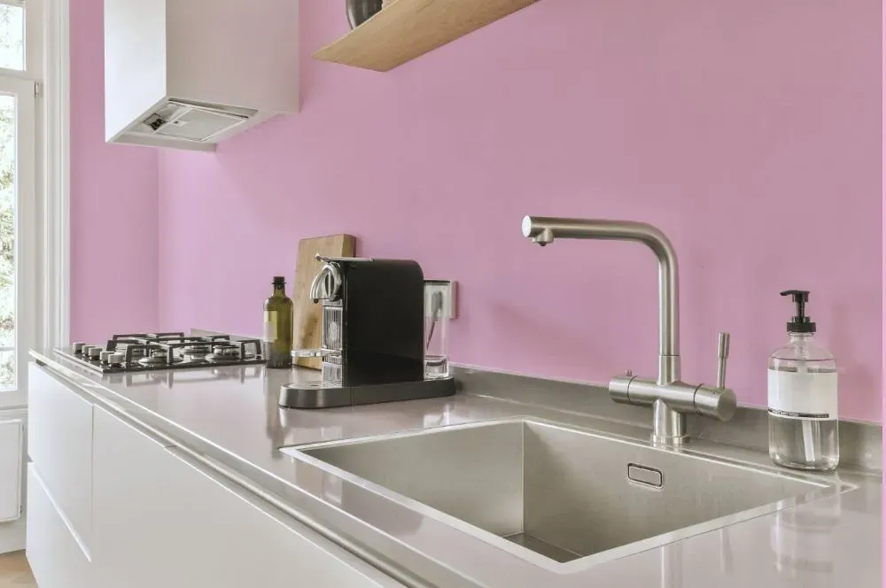 Benjamin Moore Valentine's Day kitchen painted backsplash