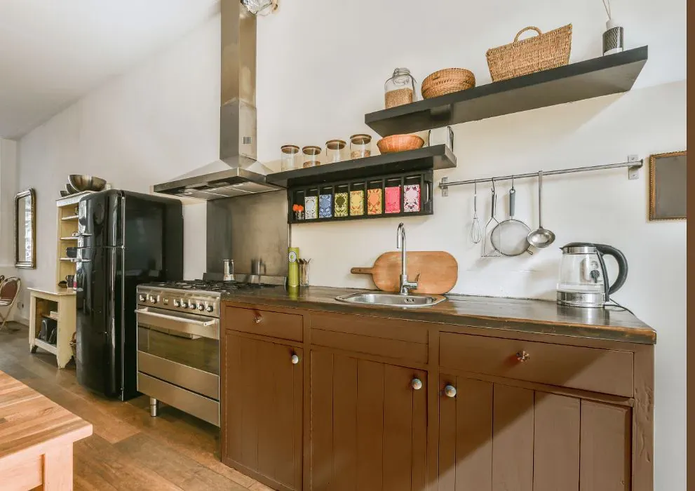 Benjamin Moore Valley Forge Brown kitchen cabinets