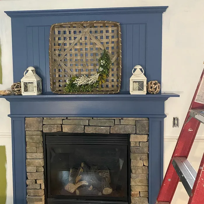 Van Deusen Blue living room fireplace paint