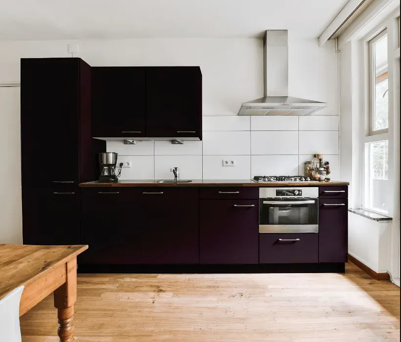 Benjamin Moore Velvet Cloak kitchen cabinets