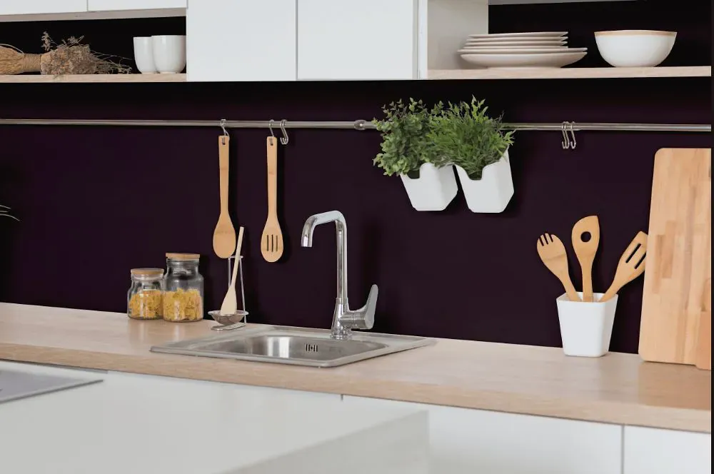 Benjamin Moore Velvet Cloak kitchen backsplash