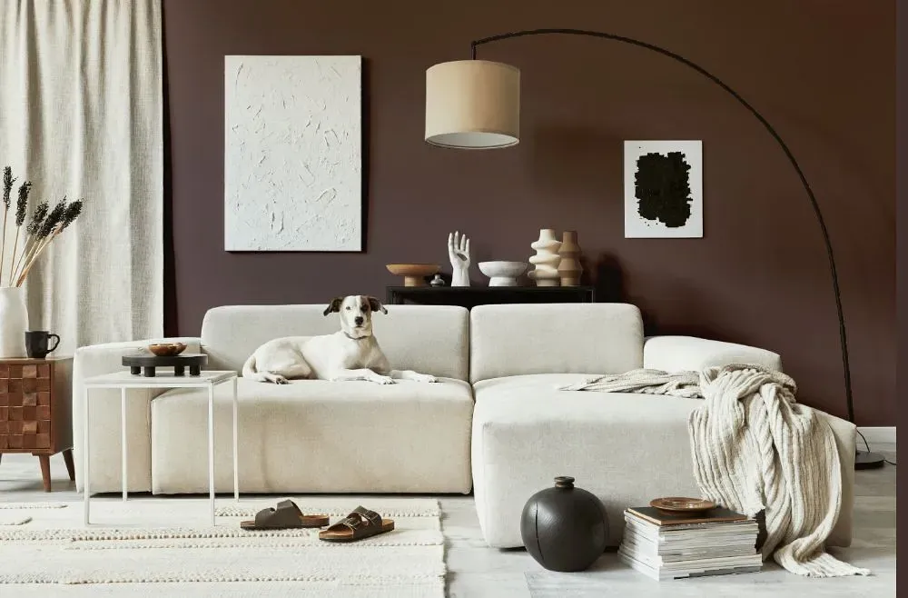 Benjamin Moore Velvet Plum cozy living room
