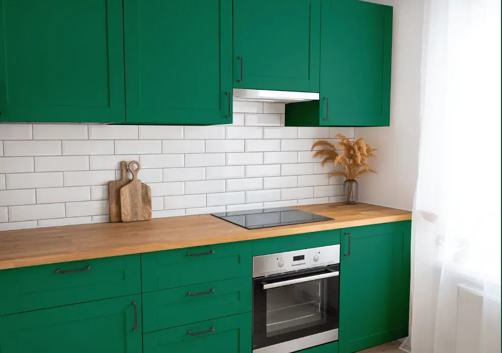 Benjamin Moore Very Green kitchen cabinets
