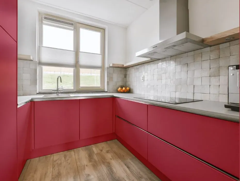 Benjamin Moore Vibrant Blush small kitchen cabinets