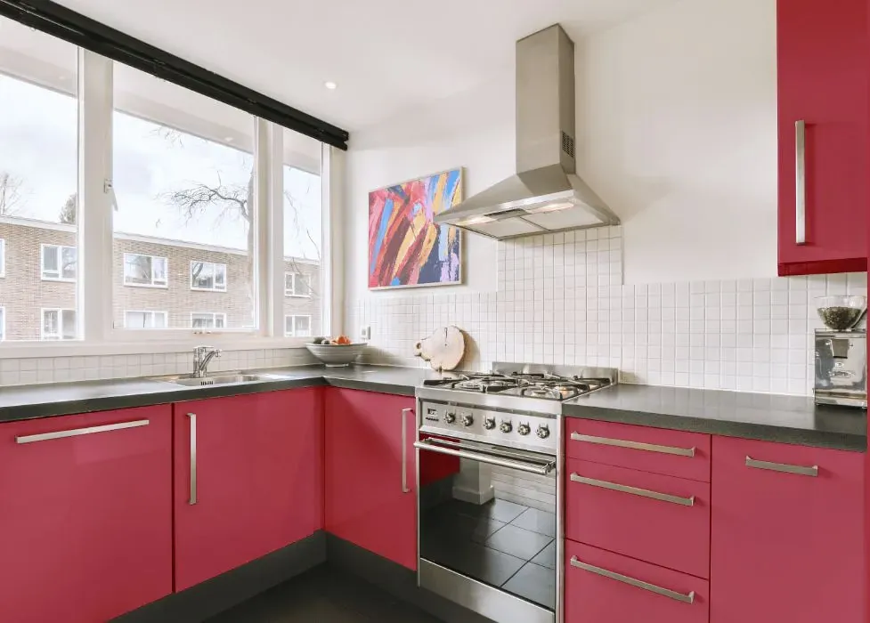 Benjamin Moore Vibrant Blush kitchen cabinets