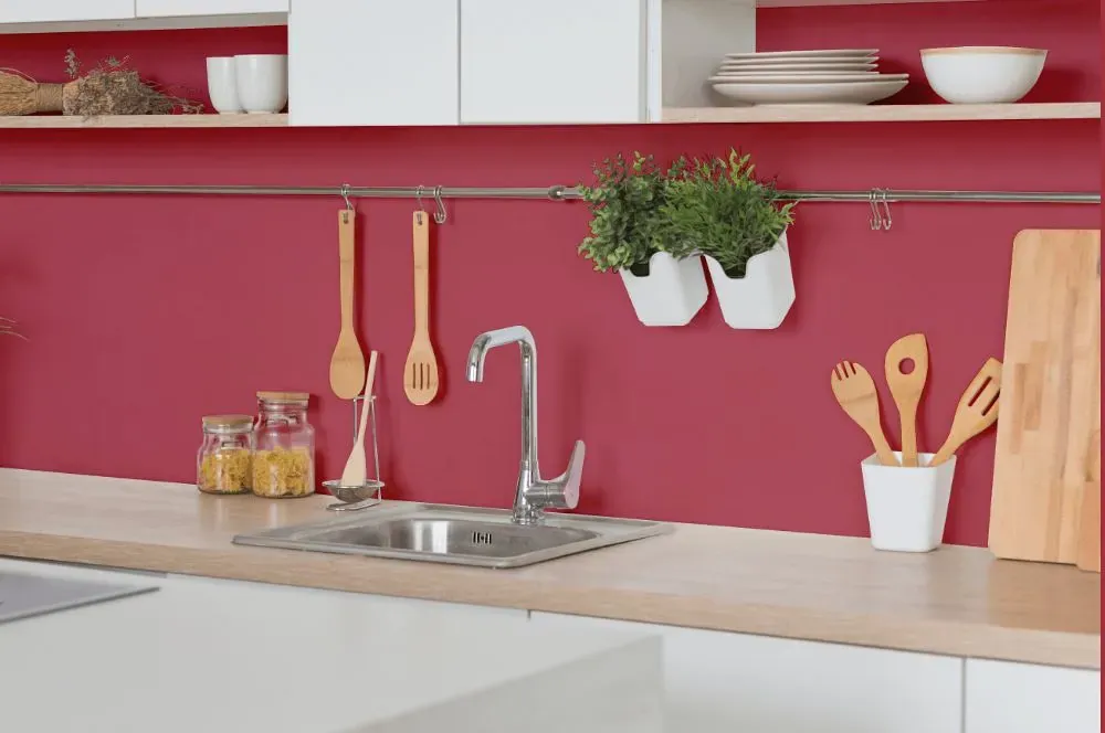 Benjamin Moore Vibrant Blush kitchen backsplash