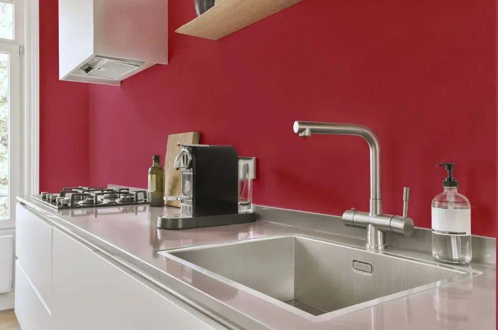 Benjamin Moore Vibrant Blush kitchen painted backsplash