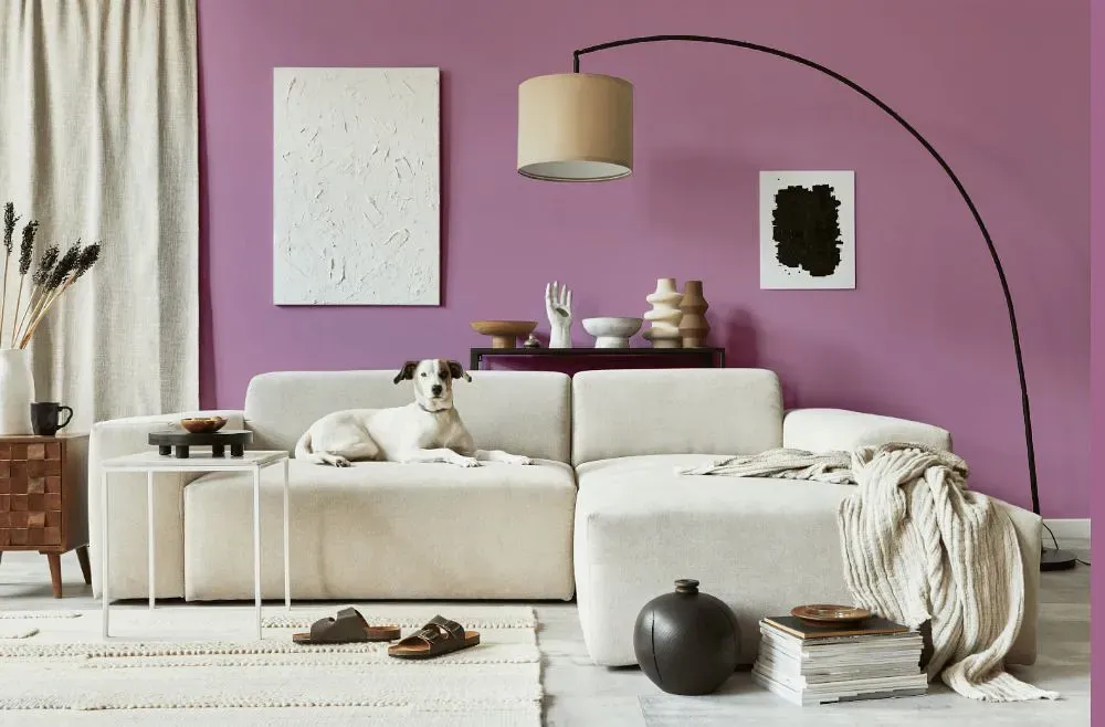 Benjamin Moore Victorian Purple cozy living room