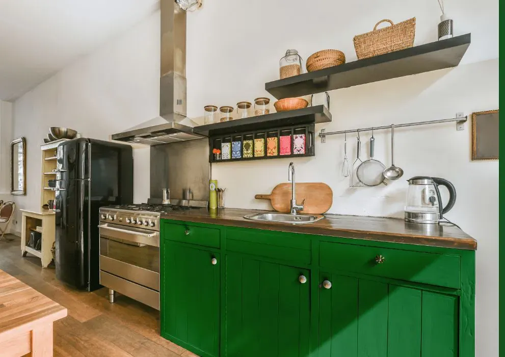 Benjamin Moore Vine Green kitchen cabinets