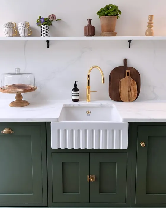 Benjamin Moore Vintage Vogue Dark Green Kitchen Cabinets