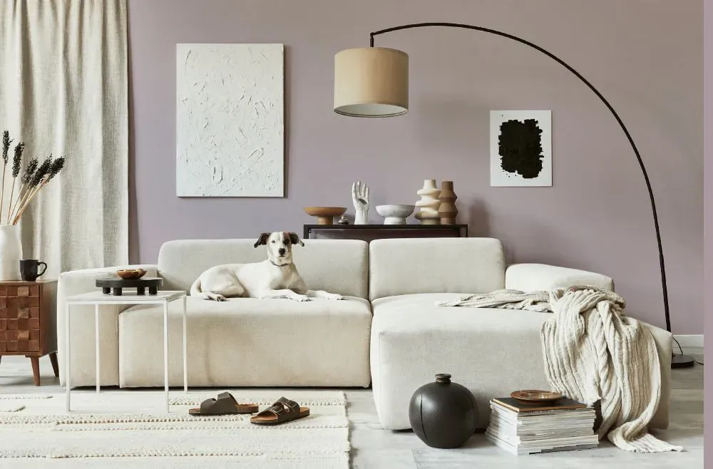 Benjamin Moore Violetta cozy living room