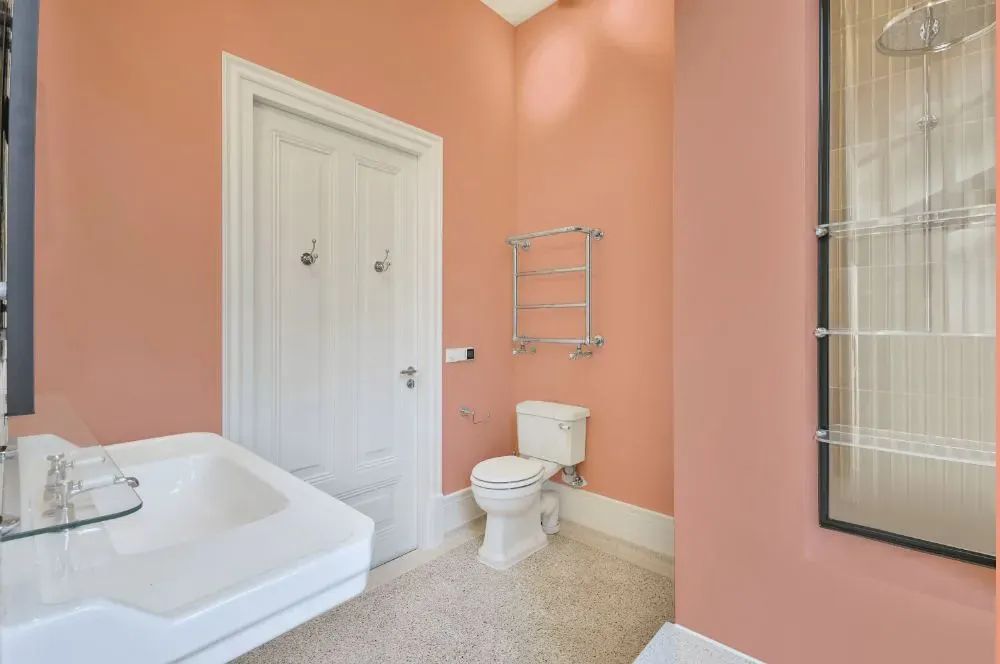 Benjamin Moore Vivid Peach bathroom