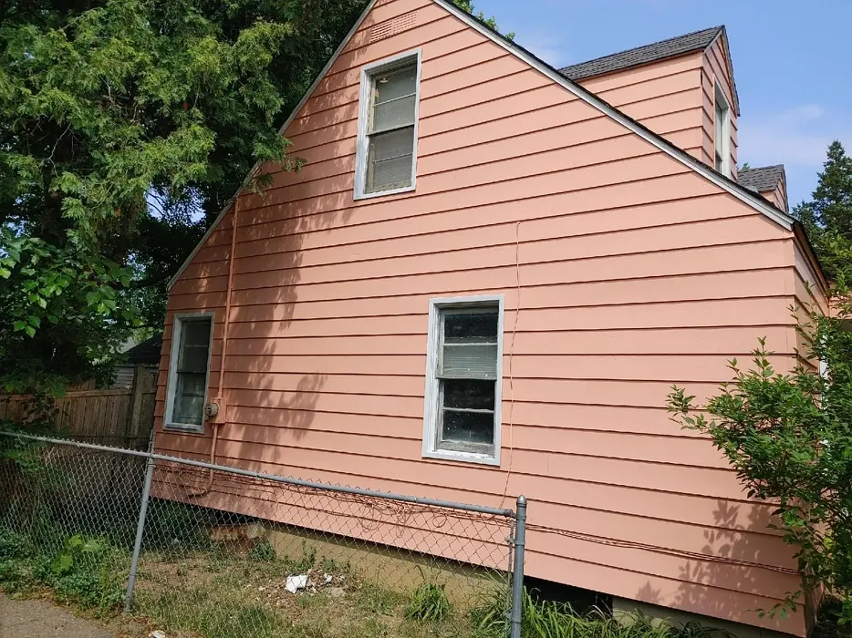 Benjamin Moore Vivid Peach house exterior color review