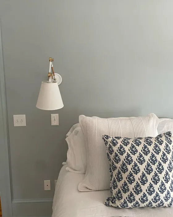 Benjamin Moore Wales Gray bedroom interior