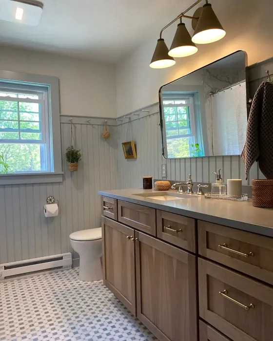 Benjamin Moore Wales Gray bathroom wall panelling paint