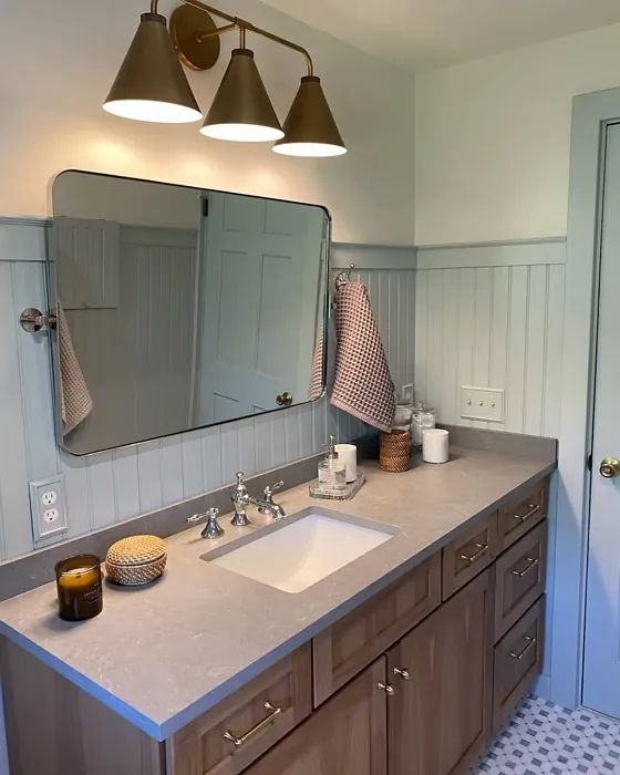 Benjamin Moore Wales Gray bathroom wall panelling review