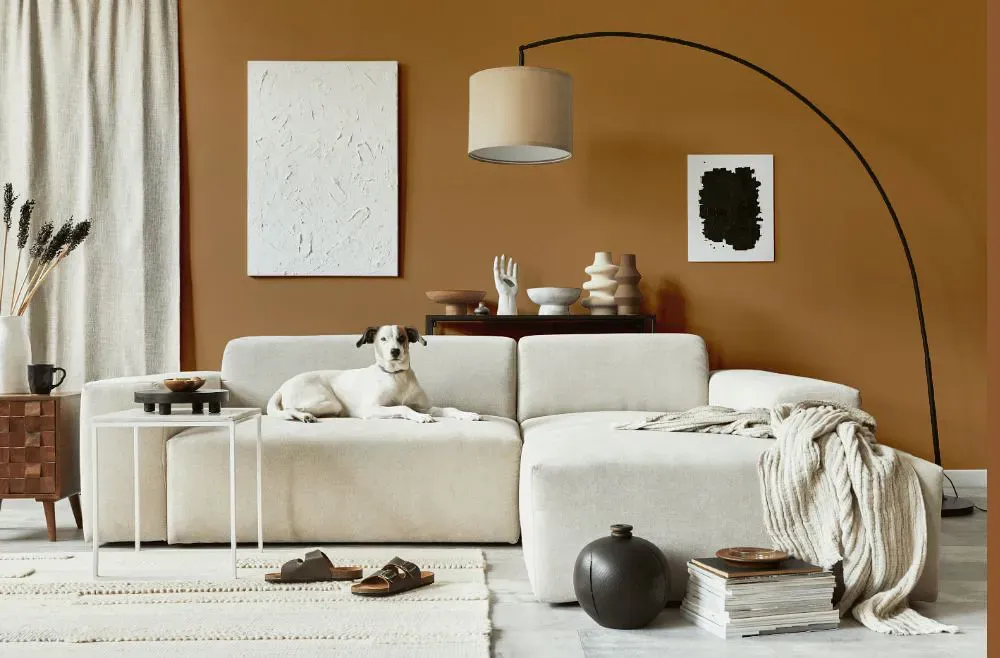 Benjamin Moore Warm Apple Crisp cozy living room