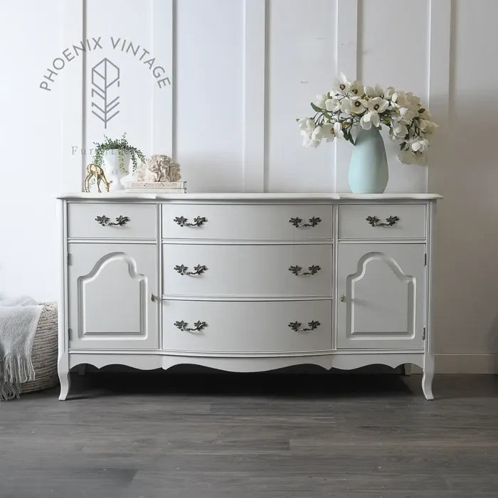 Benjamin Moore White Blush painted furniture 