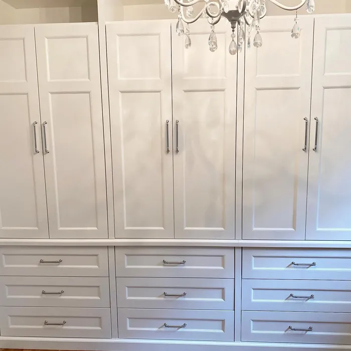 Benjamin Moore White Opulence painted cabinets 