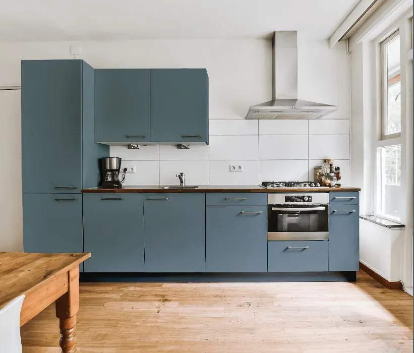 Benjamin Moore Wild Blue Yonder kitchen cabinets