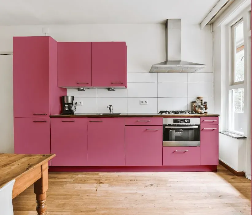 Benjamin Moore Wild Pink kitchen cabinets