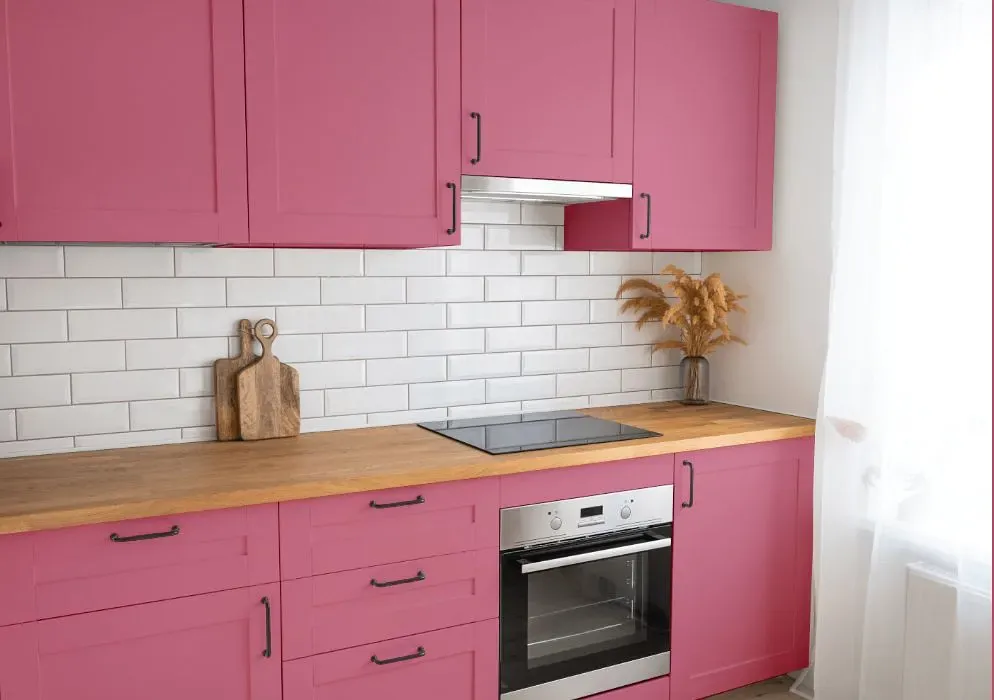 Benjamin Moore Wild Pink kitchen cabinets